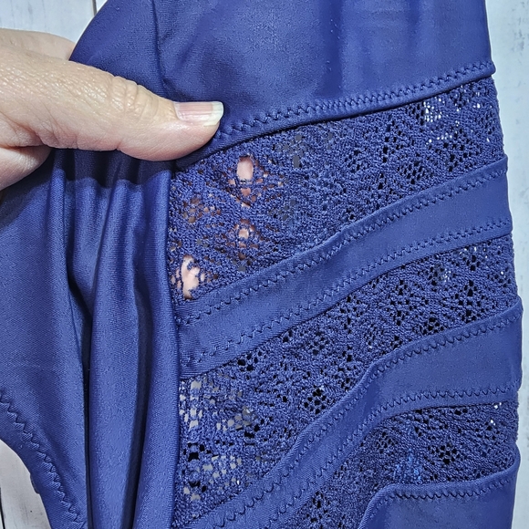 Mossimo High Waist One Piece Swimsuit Lace Inset V-Neck Strappy Back Size XL. - Picture 10 of 10